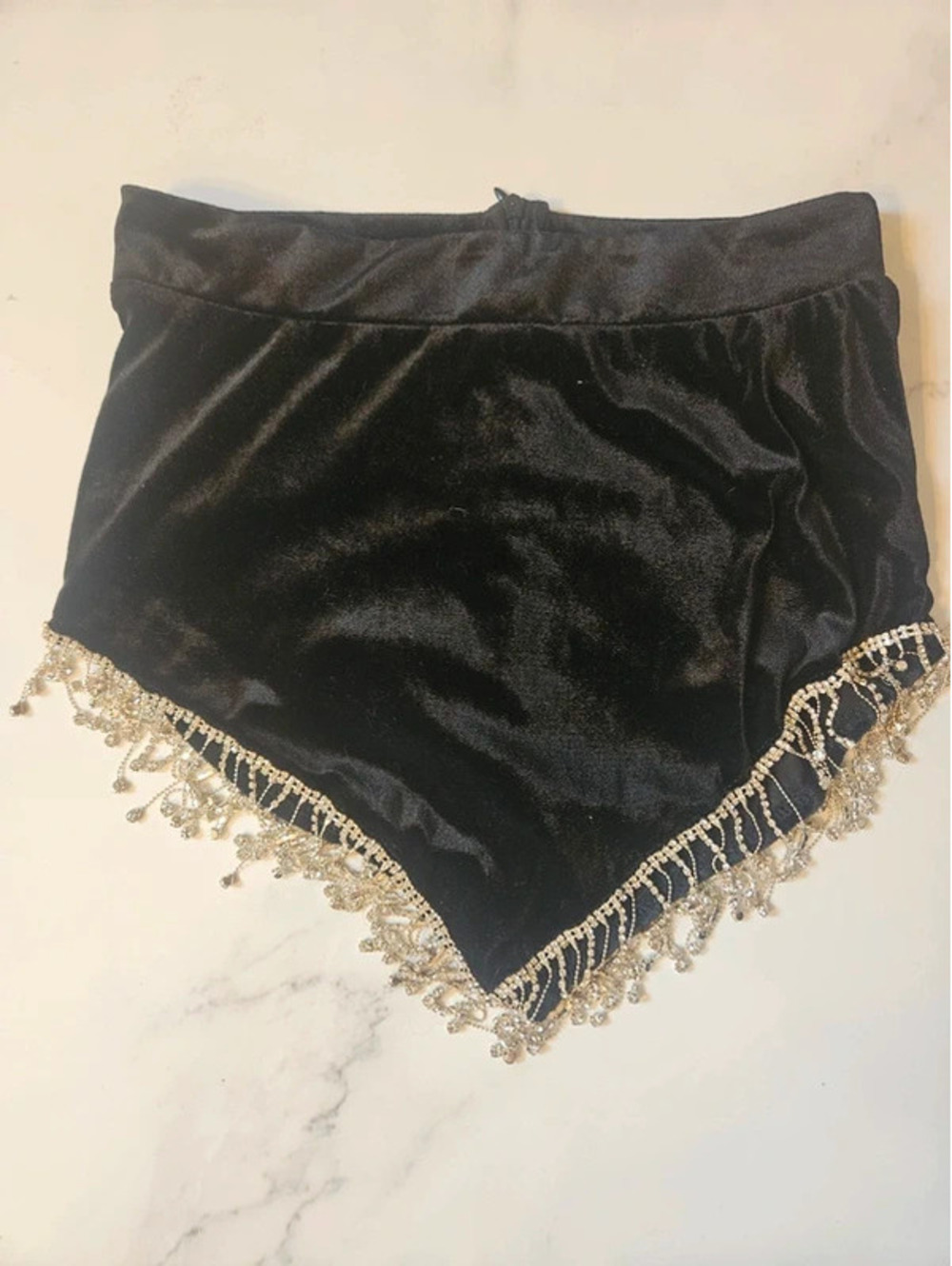 SHEIN Rhinestone Velvet Skirt Shorts Extra Small